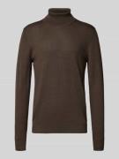 Christian Berg Men Pullover aus Woll-Mix mit Rollkragen in Dunkelbraun...