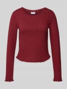 Jake*s Casual Pyjama-Oberteil mit Lochmuster in Bordeaux, Größe XL