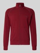 BOSS Regular Fit Sweatjacke aus Baumwoll-Mix in Dunkelrot, Größe M