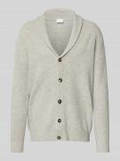 Profuomo Wollcardigan mit Schalkragen in Hellgrau, Größe M