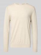 Profuomo Pullover aus Merinowolle mit Rundhalsausschnitt in Beige, Grö...