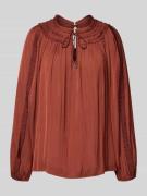 s.Oliver BLACK LABEL Regular Fit Langarmblusen mit Rüschen in Rostrot,...