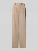 Review Wide Leg Stoffhose mit Bundfalten in Sand, Größe L