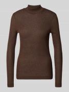 Rich & Royal Longsleeve aus Viskose-Mix mit Stehkragen in Dunkelbraun,...