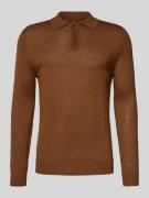 Christian Berg Men Slim Fit Strickpullover aus Woll-Mix in Cognac Mela...