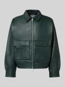 Edwin Lederjacke mit Reißverschluss in Dunkelgruen, Größe L