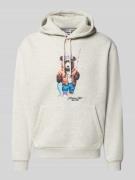 REVIEW Hoodie mit Känguru-Tasche in Ecru Melange, Größe L