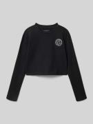 Guess Cropped Longsleeve mit Logo-Stitching in Black, Größe 128