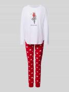 LOUIS & LOUISA Pyjama mit Motiv-Print in Rot, Größe L