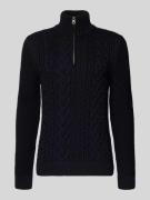 Superdry Strickpullover mit gerippten Abschlüssen in Dunkelblau, Größe...