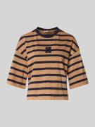 Smith and Soul Cropped T-Shirt mit Label-Stitching in Beige, Größe L