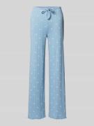Jake*s Casual Wide Leg Pyjama-Hose mit Lochmuster in Hellblau, Größe L