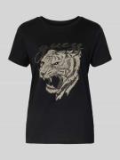 Guess T-Shirt mit Motiv-Print Modell 'TIGER FACE' in Black, Größe L