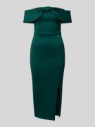 Lipsy Off-Shoulder-Kleid mit Gehschlitz in Dunkelgruen, Größe 32