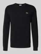 Lacoste Regular Fit Strickpullover aus Baumwoll-Mix in Black, Größe XX...