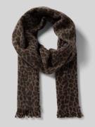 Marc Cain Schal mit Allover-Animal-Print in Camel, Größe 1