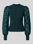 YAS Strickpullover mit gerippten Abschlüssen Modell 'DOTME' in Dunkelg...