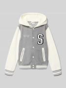 s.Oliver RED LABEL Regular Fit Sweatjacke im College-Stil in Mittelgra...