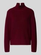 Windsor Strickpullover mit geripptem Stehkragen in Bordeaux, Gr&#xF6;&#xDF;e 38