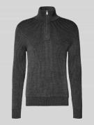 Marc O'Polo Regular Fit Troyer in Rippstrick-Struktur in Anthrazit, Gr...