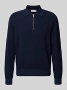 Lacoste Regular Fit Strickpullover in Waffel-Optik in Marine, Größe L