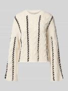Only Regular Fit Strickpullover mit Zopfmuster Modell 'TESSA' in Ecru,...