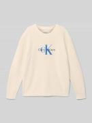 Calvin Klein Jeans Strickpullover mit gerippten Abschlüssen in Sand, G...