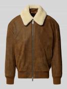 BOSS Orange Regular Fit Lederjacke mit abnehmbarem Lammfellkragen Mode...