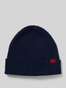 HUGO Beanie aus reiner gerippter Schurwolle Modell 'XOLA' in Marine, G...