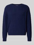 REVIEW Strickpullover mit Zopfmuster und Label-Stitching in Dunkelblau...