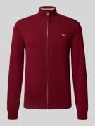 Gant Strickjacke mit Reißverschluss in Bordeaux, Größe L