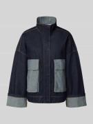 JAKE*S STUDIO WOMAN Oversized Jeansjacke mit Stehkragen in Dunkelblau ...