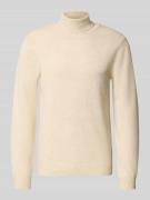 Casual Friday Strickpullover mit Rollkragen in Offwhite, Größe L