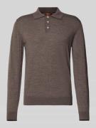 CRUNA Strickpolo mit Kentkragen in Taupe, Größe 46