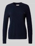 Gant Strickpullover mit Zopfmuster und Label-Stitching in Dunkelblau, ...