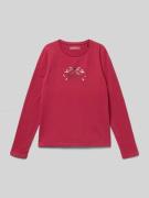 Guess Longsleeve mit Label-Print in Dunkelrot, Größe 128