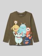 Blue Seven Longsleeve mit Motiv-Print in Oliv, Größe 104