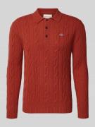 Gant Slim Fit Longsleeve aus reiner Lammwolle Modell 'Cable' in Rostro...
