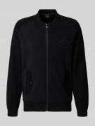 BOSS Green Relaxed Fit Strickjacke aus Viskose-Mix Modell 'HOLE' in Bl...