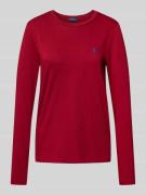 Polo Ralph Lauren Longsleeve mit Label-Stitching in Dunkelrot, Größe L
