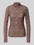 Zero Longsleeve mit Stehkragen und Wellensaum in BLACK, Größe 36