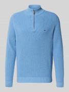 Fynch-Hatton Strickpullover mit Troyer-Kragen und Label-Stitching in H...