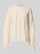 Apricot Strickpullover mit gerippten Abschlüssen in Sand, Größe L