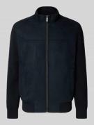 bugatti Strickjacke mit Velourfront und Stehkragen in Marine, Größe L