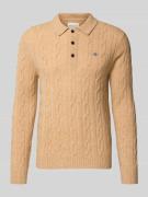 Gant Slim Fit Longsleeve aus reiner Lammwolle Modell 'Cable' in Sand, ...