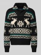 Polo Ralph Lauren Strickpullover mit Stehkragen in Black, Größe L