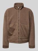 adidas Originals Regular Fit Teddyjacke mit Stehkragen in Dunkelbraun,...