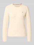 Tommy Hilfiger Slim Fit Strickpullover aus reiner Wolle in Sand, Größe...