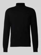 Lerros Rollkragenpullover mit Label-Stitching in Black, Größe XL