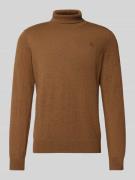 Lerros Rollkragenpullover mit Label-Stitching in Hellbraun, Größe XXL